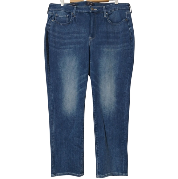 NYDJ Sheri Slim Jeans Straight 27" Inseam Medium Blue Wash Windham Lift Tuck - Picture 1 of 10